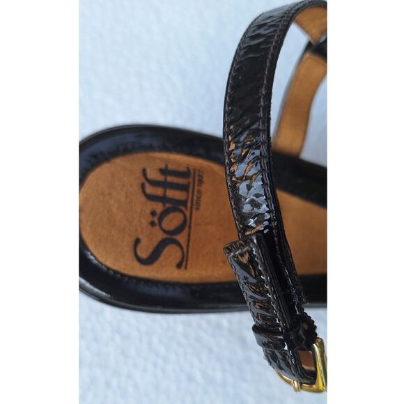 Sofft Andrea Patent Leather Strappy Kitten Wedge Slingback Black Sandal Sz. 8.5 - Picture 12 of 12